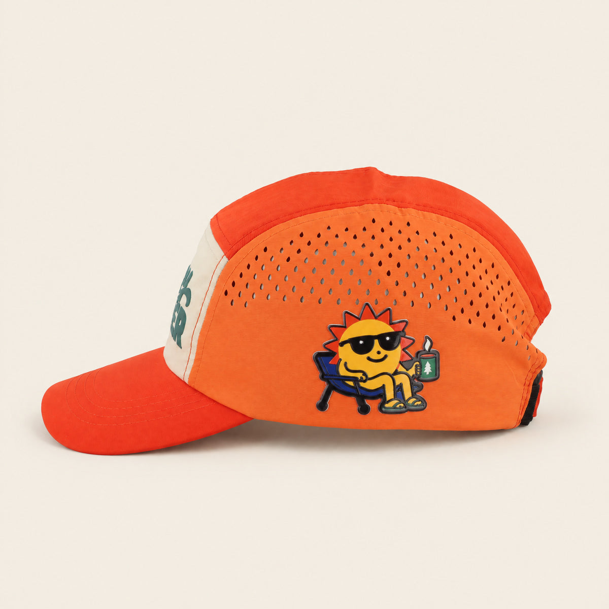 Happy Camper orange cap, side