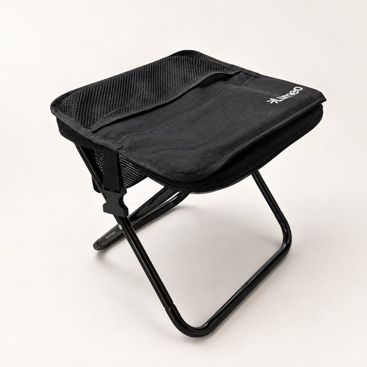 Lumeo Sling Stool open, black aluminium frame