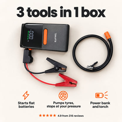 Lumeo Smart Pump Xtreme: jump starter, tyre pump, power bank and torch in one box